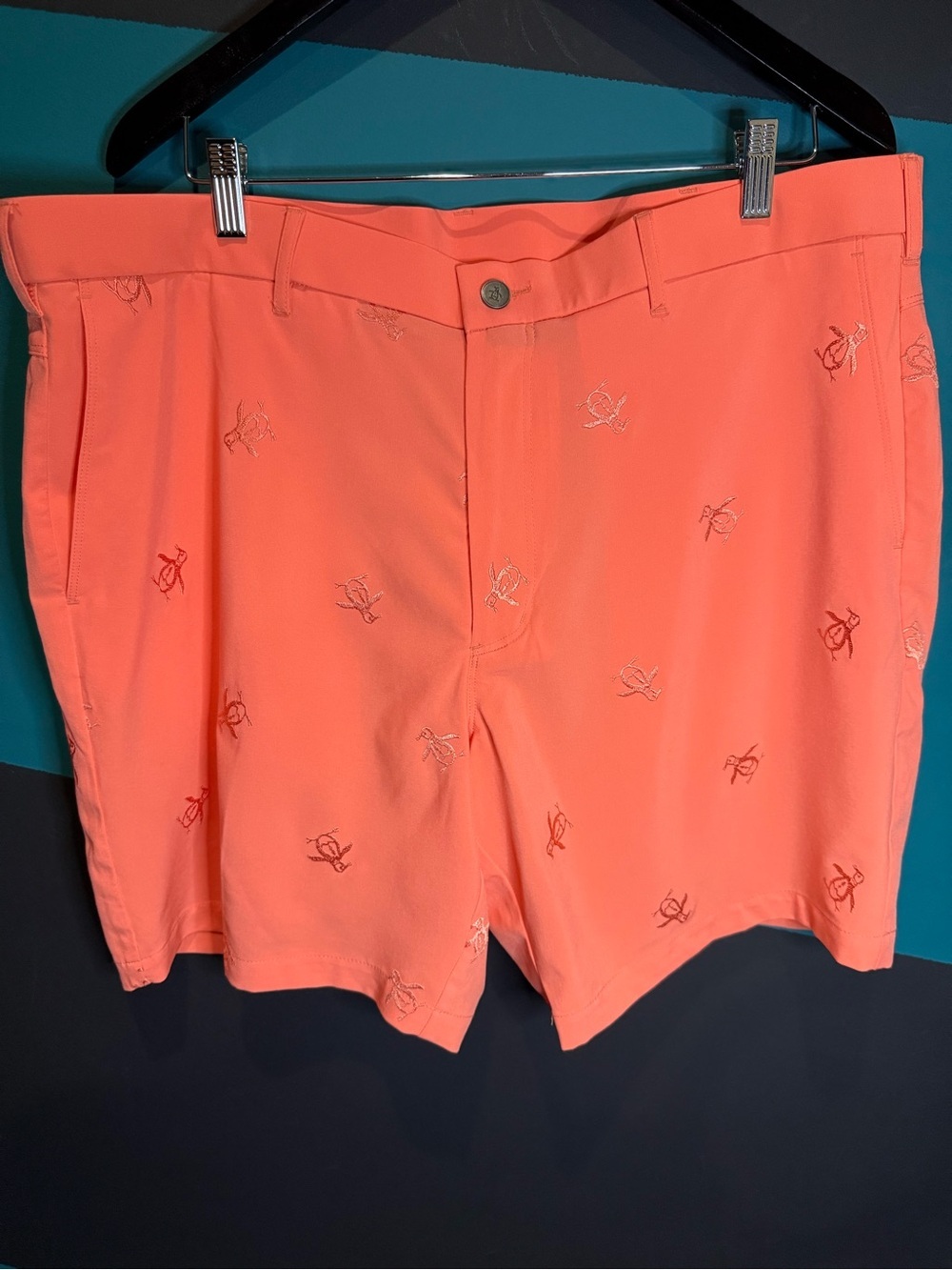 Penguin By Munsingwear Men’s 40 Shorts Golf Stretch Orange Embroidered Pete